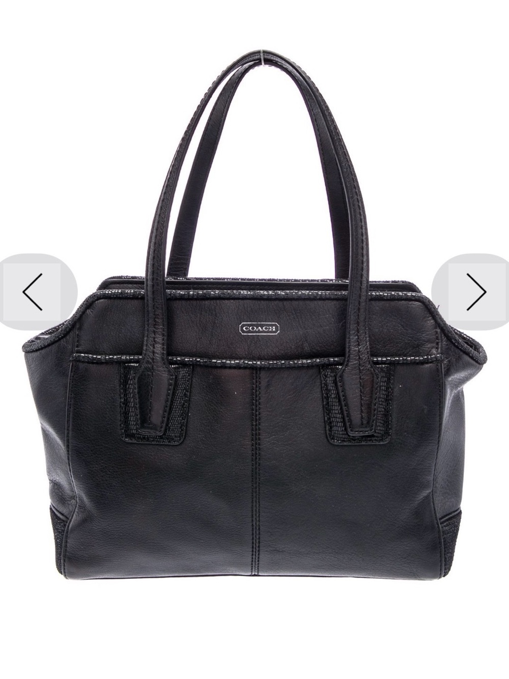 Coach Black Leather Top Handle - Structured Double-Handle Bag